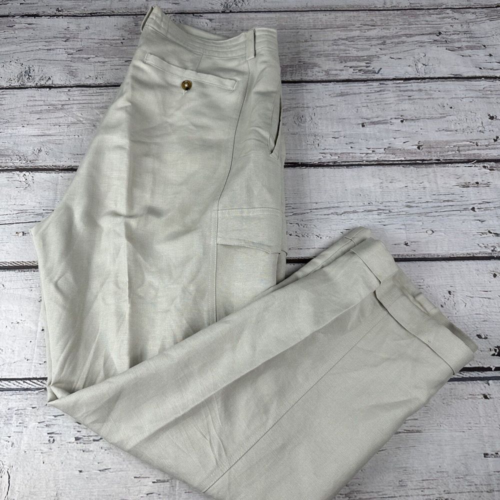 Orvis Linen Blend Cargo Pants Men's Size 36x29 Key West Off White Zip Fly